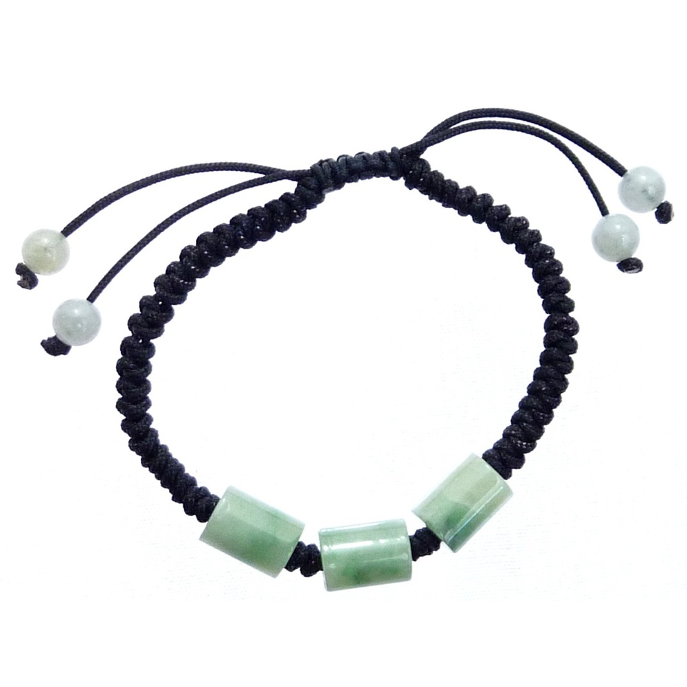 Triple Barrel Jade Cord Bracelet